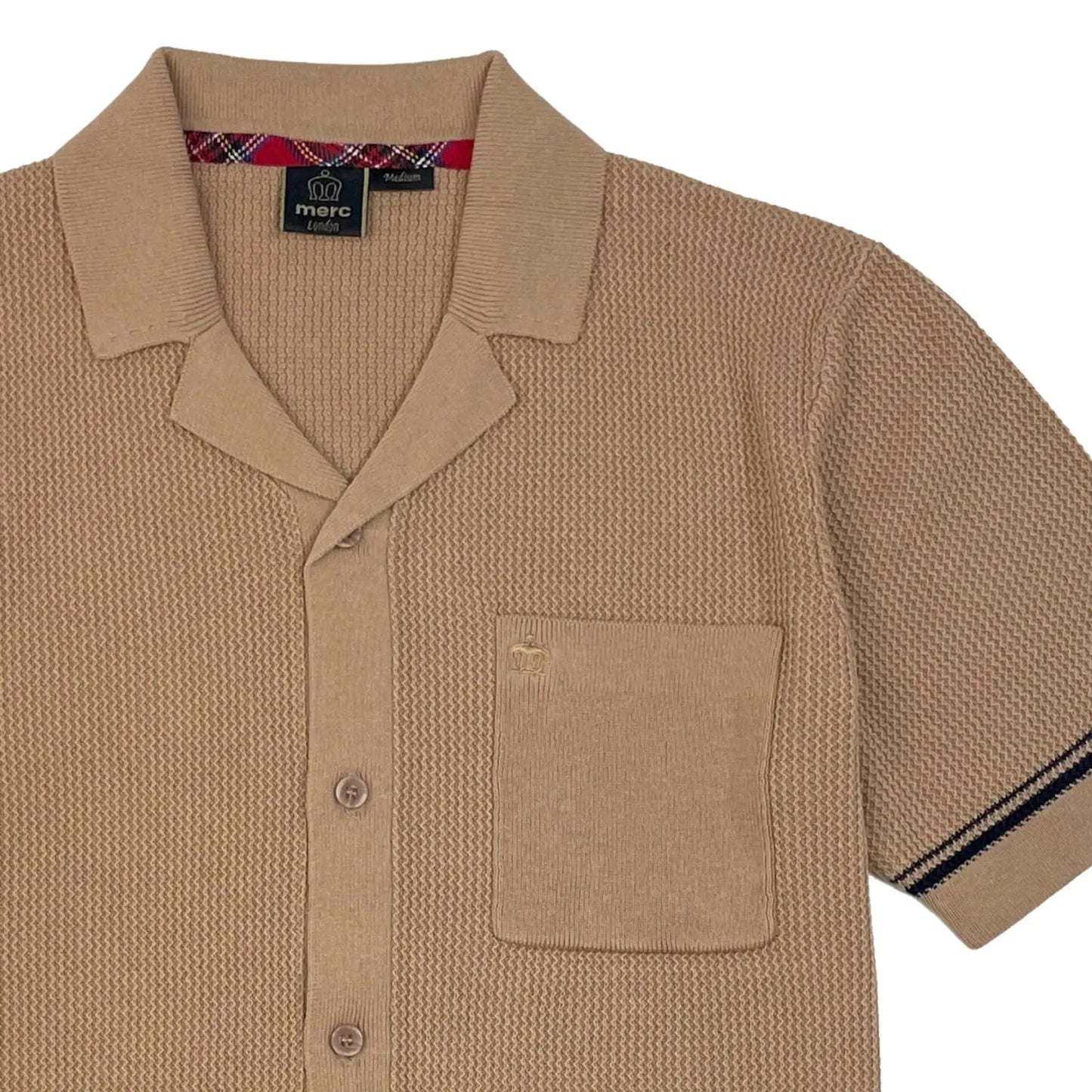 Buy Merc London Todd Knitted Shirt - Coffee | Short-Sleeved Polo Shirtss at Woven Durham