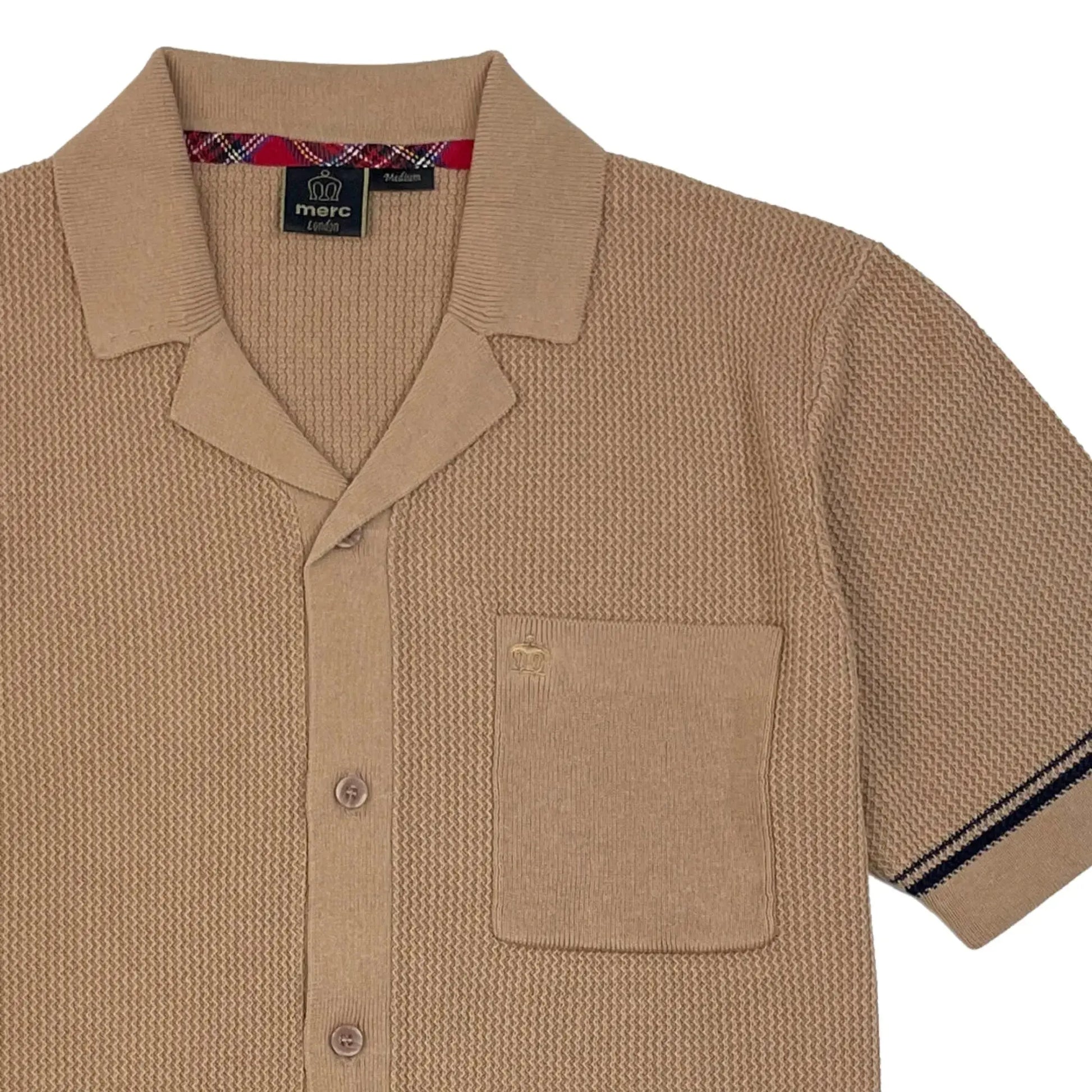 Buy Merc London Todd Knitted Shirt - Coffee | Short-Sleeved Polo Shirtss at Woven Durham