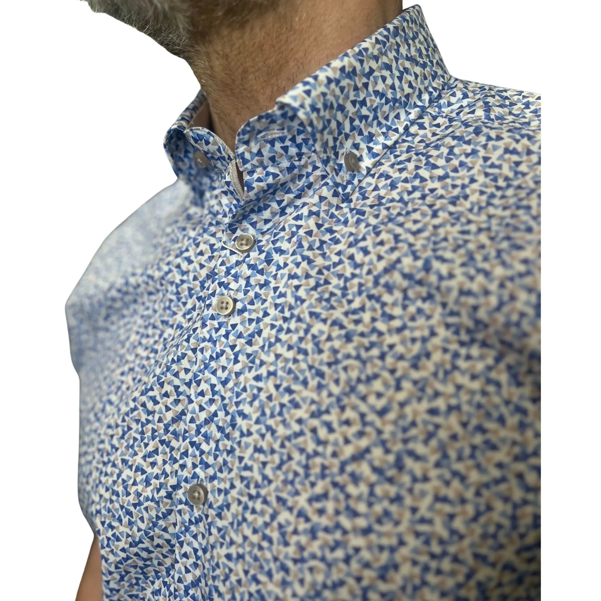Buy Marnelli Sartoria Triangle Pattern Short-Sleeve Shirt - Multi | Long-Sleeved Shirtss at Woven Durham