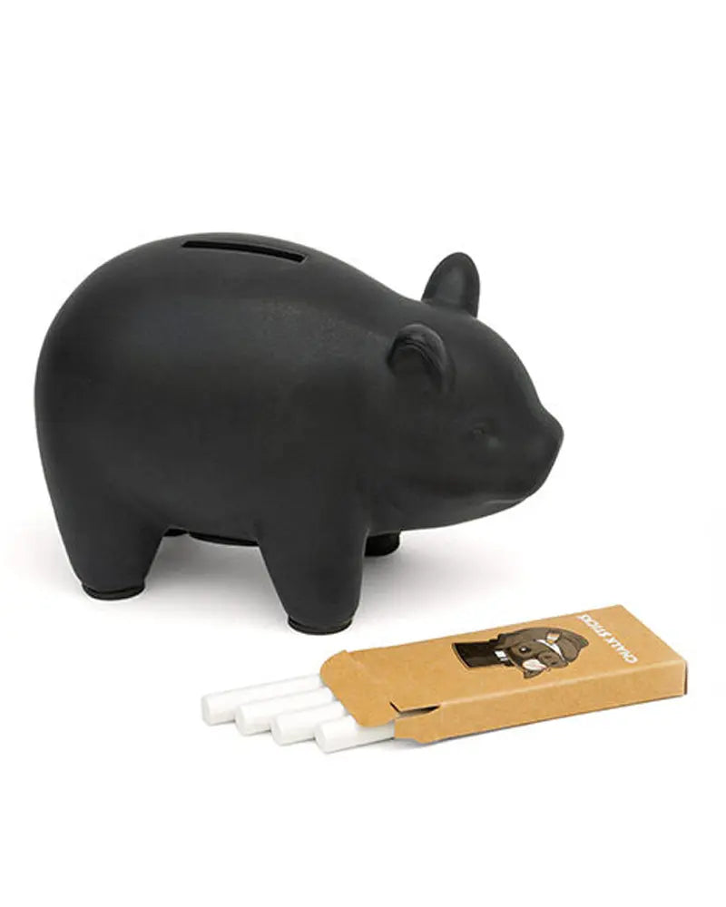 Luckies Of London Chalkboard Piggy Bank Black Woven Durham