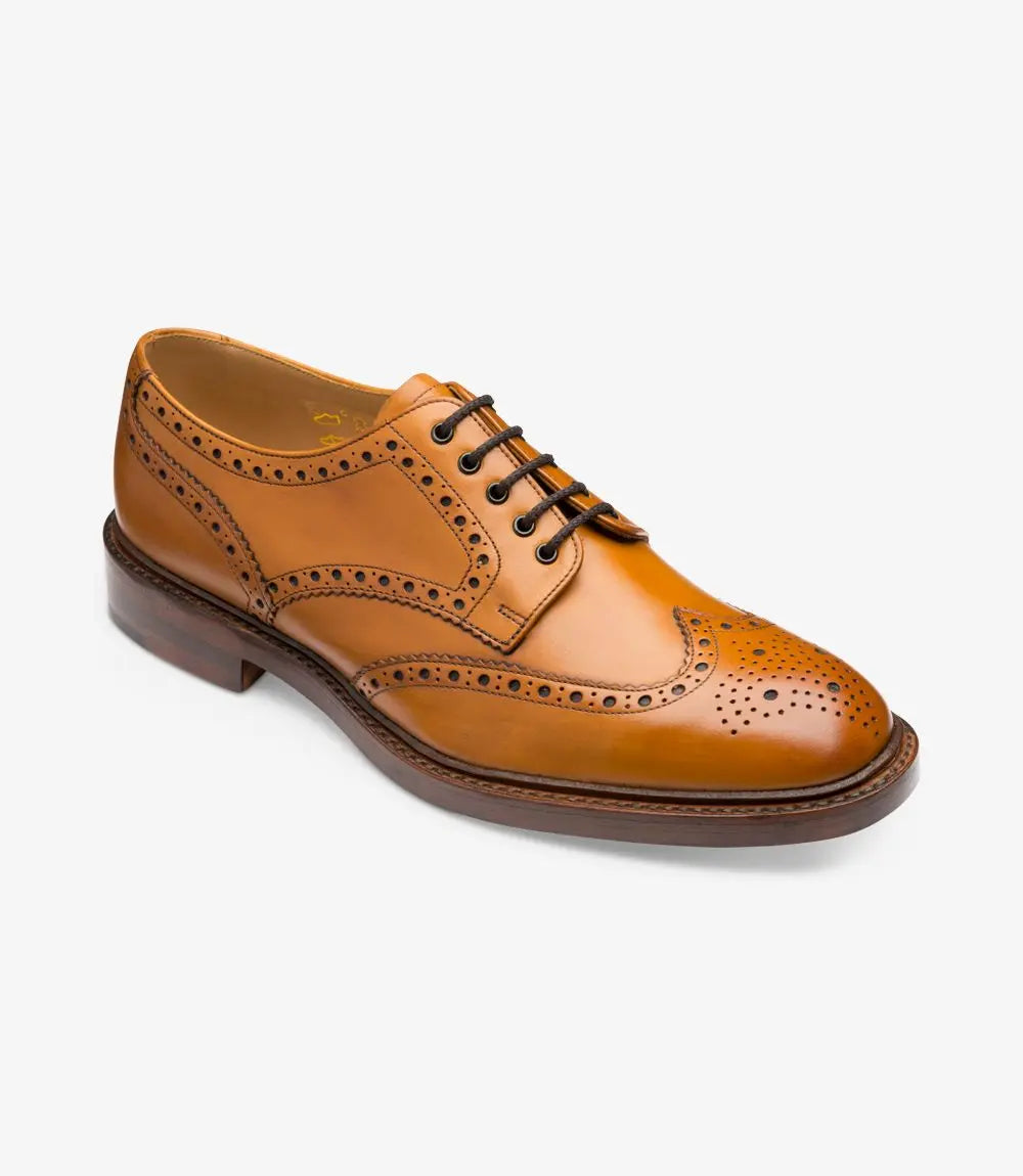 Loake Chester Tan Brogue Shoes From Woven Durham