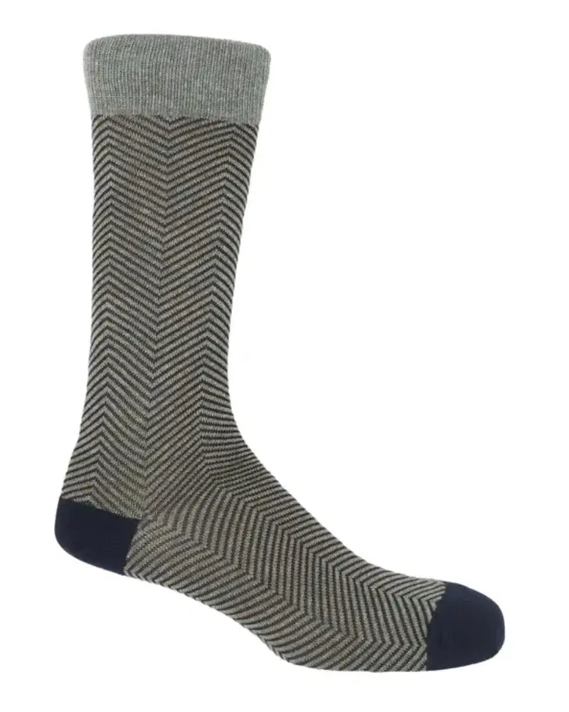 Buy Peper Harow Chevron Design Cotton Socks - Grey | Sockss at Woven Durham