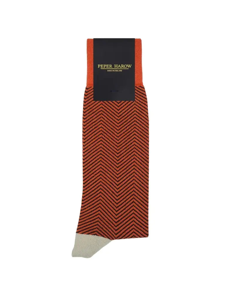 Buy Peper Harow Chevron Design Cotton Socks - Orange | Sockss at Woven Durham