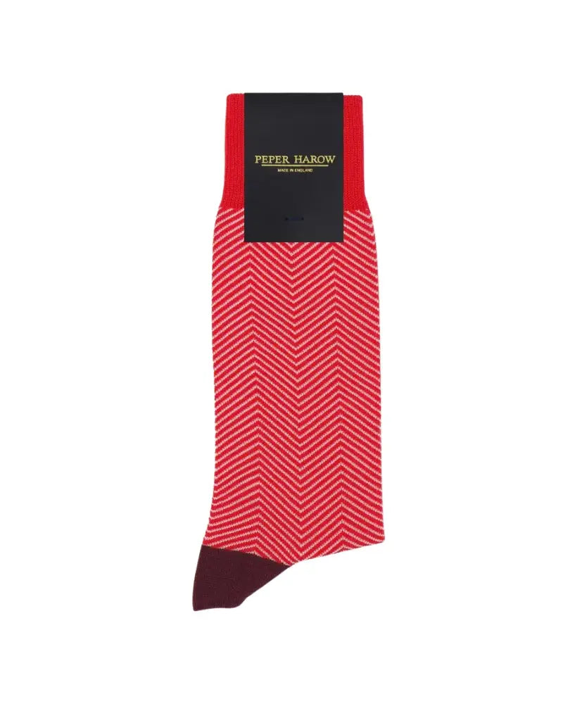 Buy Peper Harow Chevron Design Cotton Socks - Red | Sockss at Woven Durham