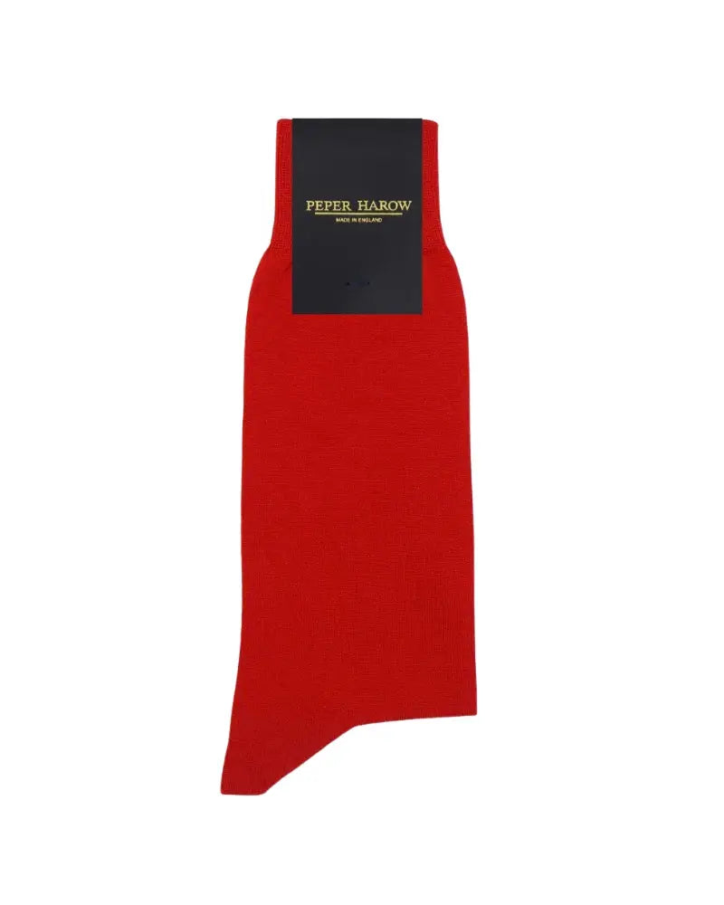 Buy Peper Harow Classic Plain Cotton Socks - Red | Sockss at Woven Durham