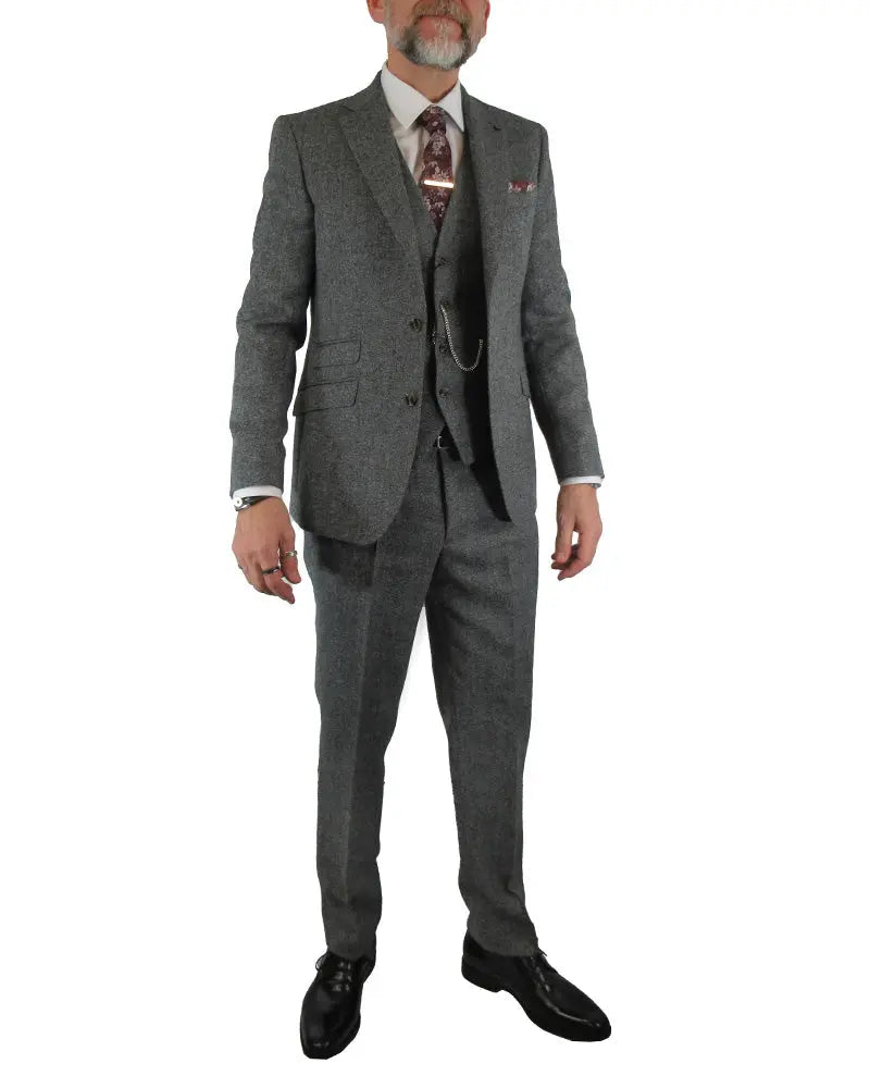 Torre Donegal Tweed Suit Jacket - Grey From Woven Durham