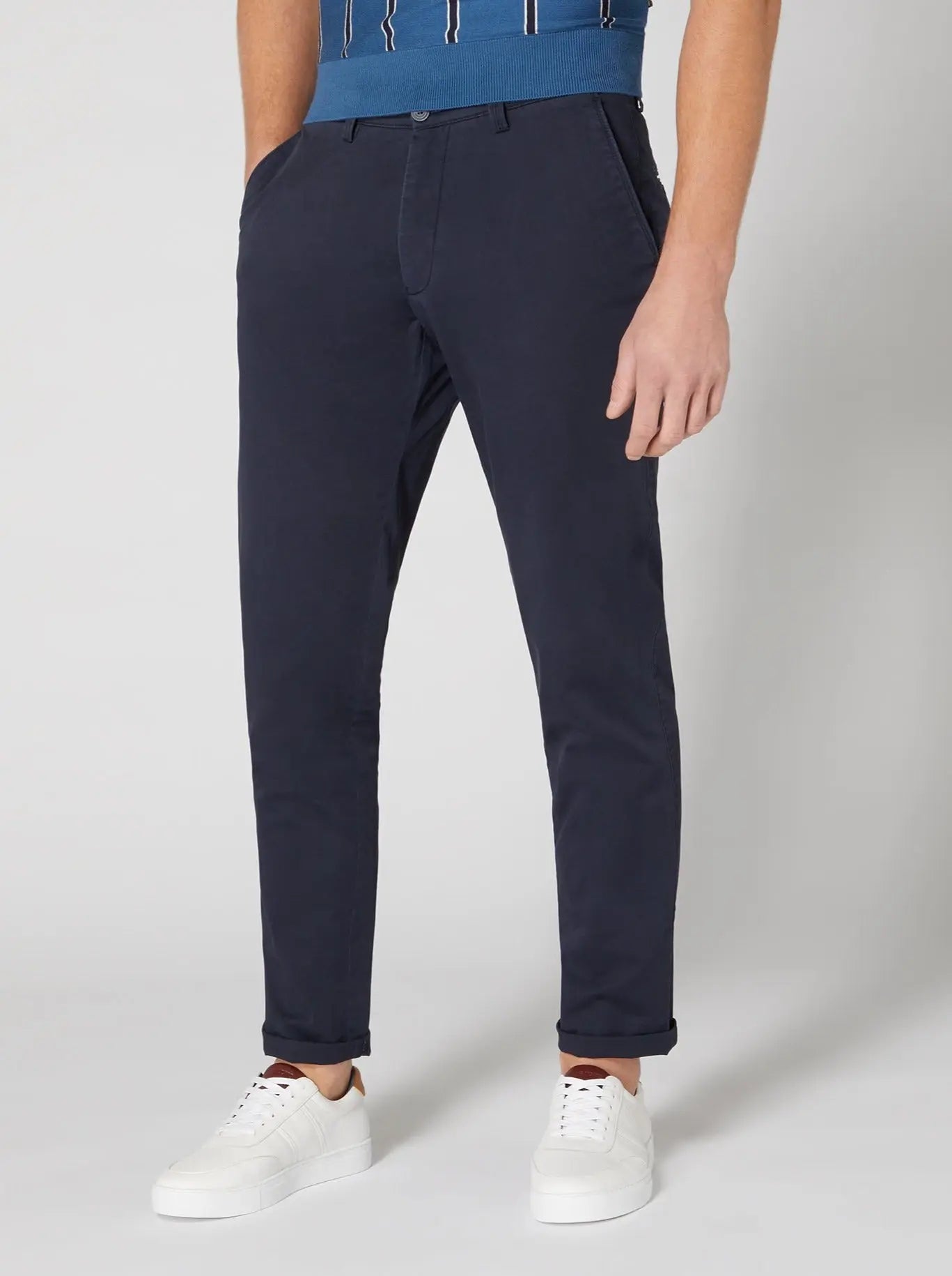 Remus Uomo Emilio Tailored Chinos - Navy From Woven Durham