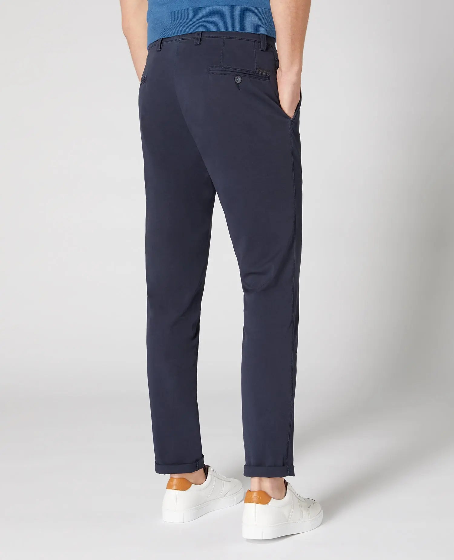 Remus Uomo Emilio Tailored Chinos - Navy From Woven Durham