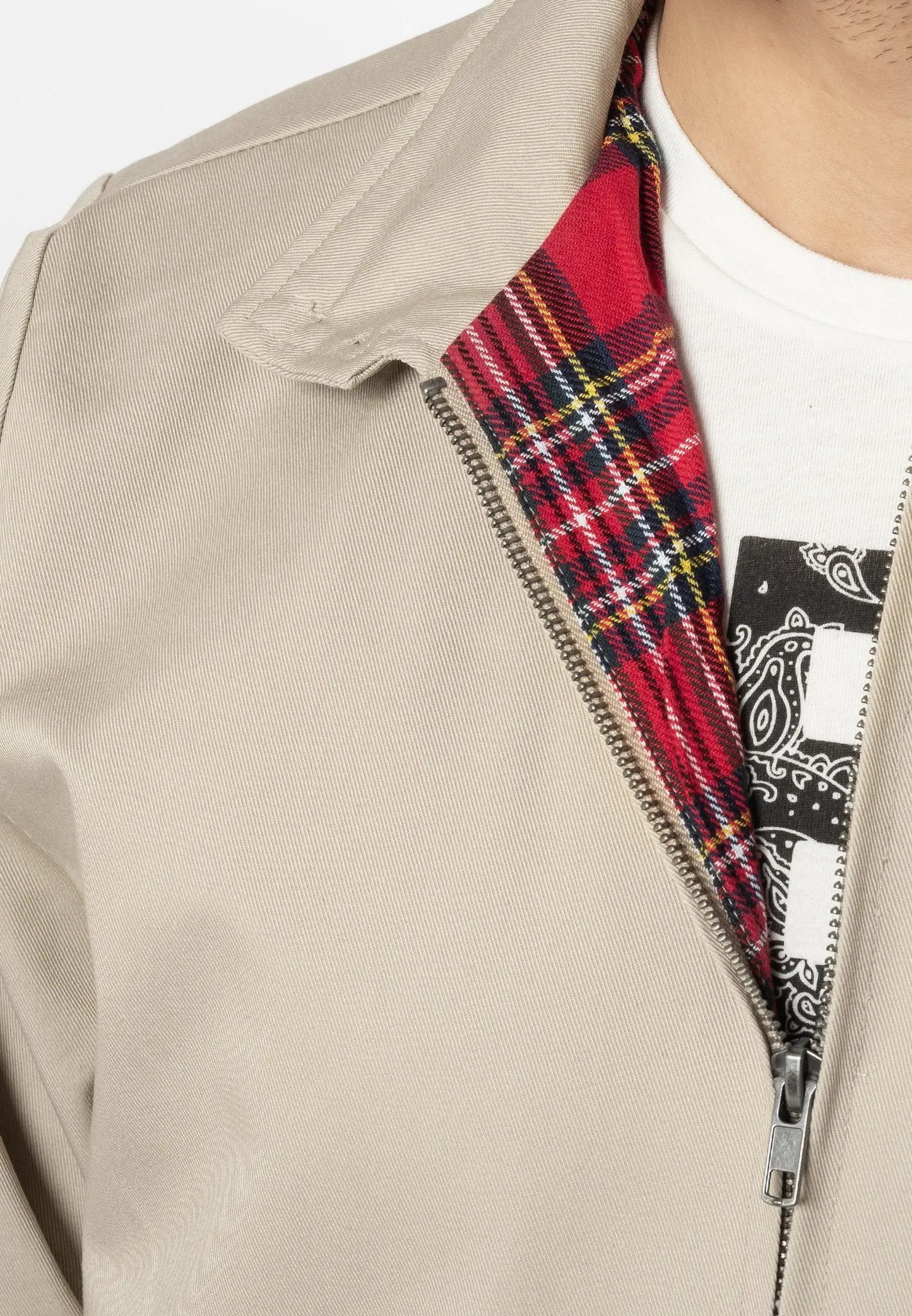 Merc London Harrington Cotton Jacket - Beige From Woven Durham