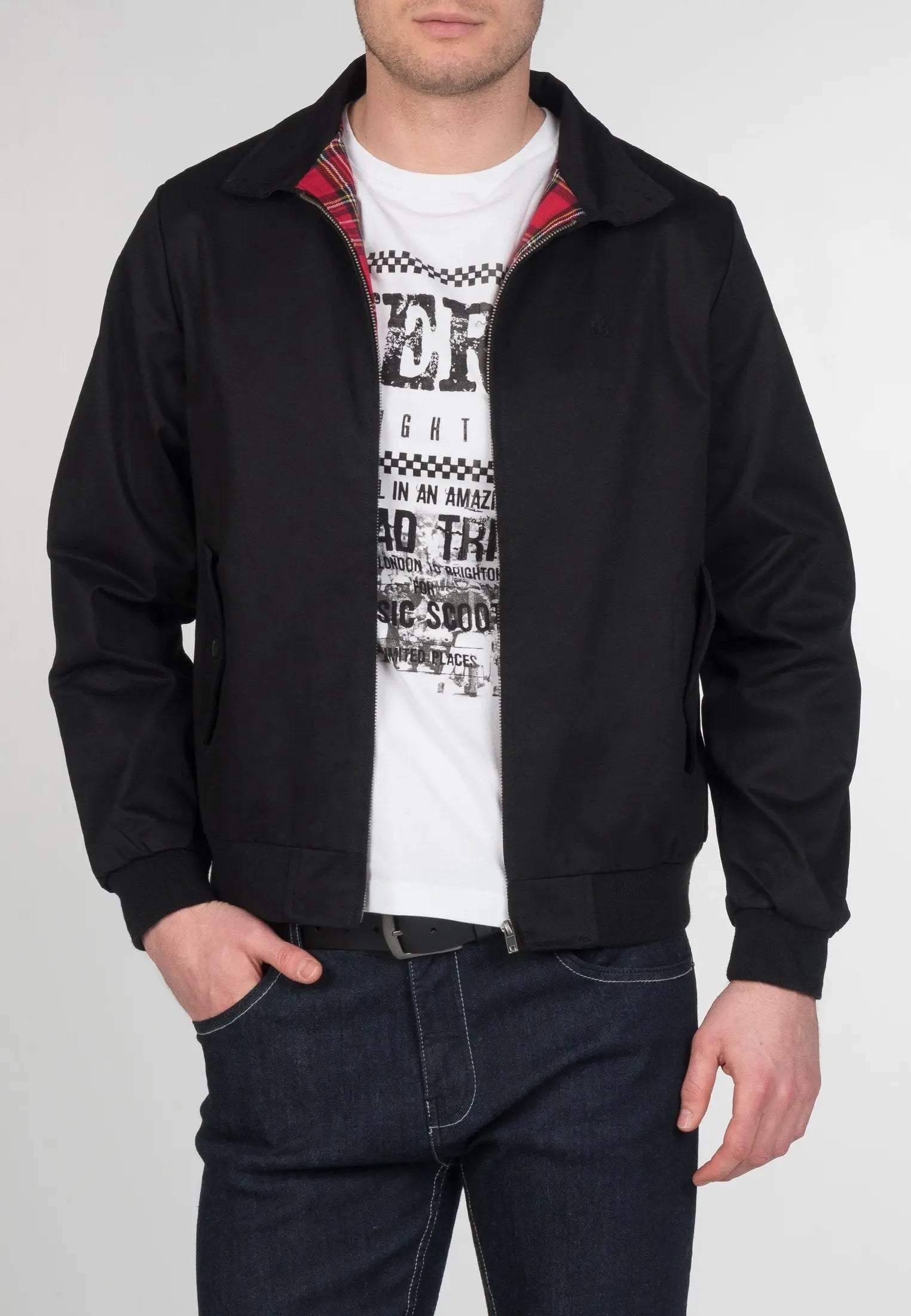Merc London Harrington Cotton Jacket - Black From Woven Durham