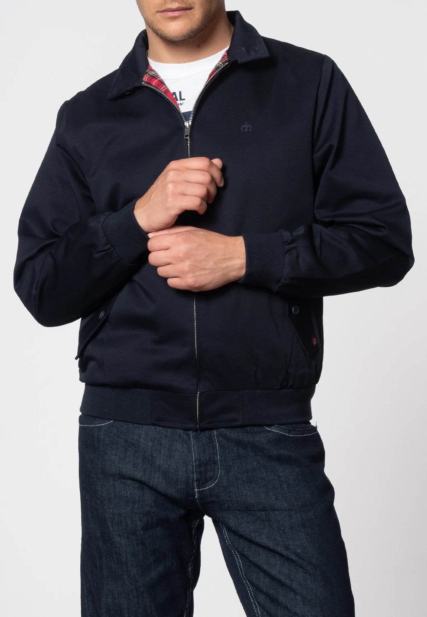 Merc London Harrington Cotton Jacket - Navy From Woven Durham