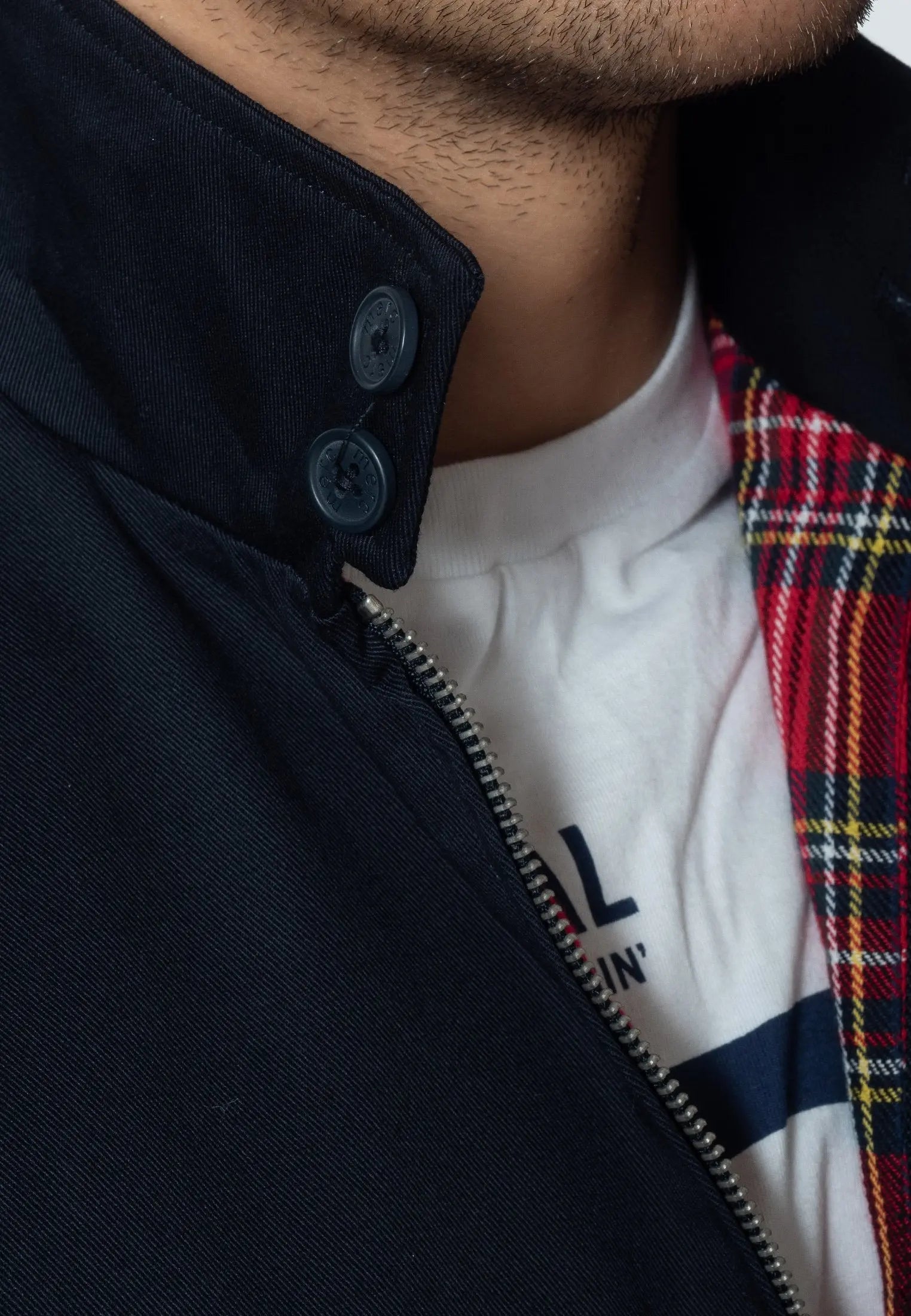Merc London Harrington Cotton Jacket - Navy From Woven Durham