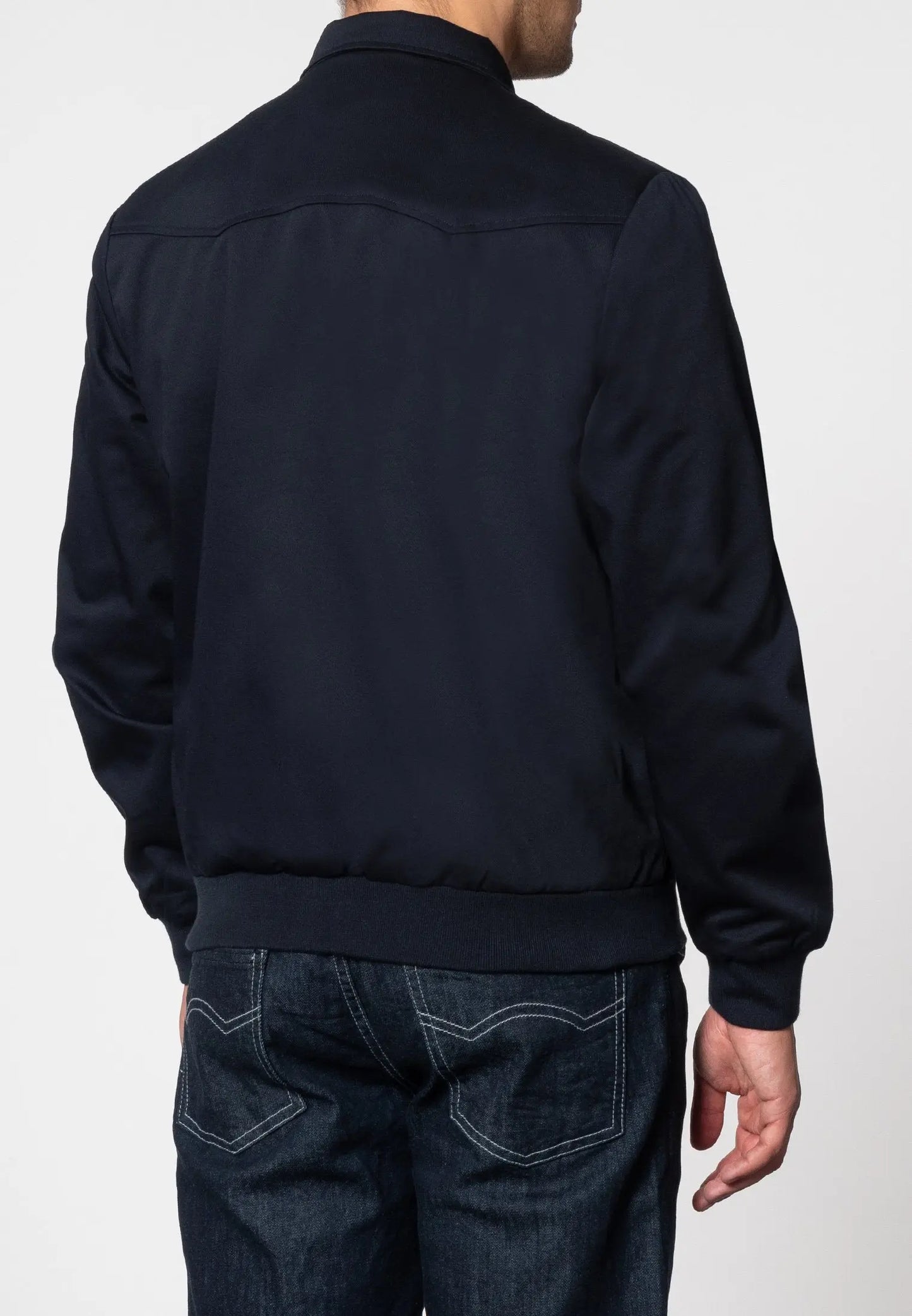 Merc London Harrington Cotton Jacket - Navy From Woven Durham