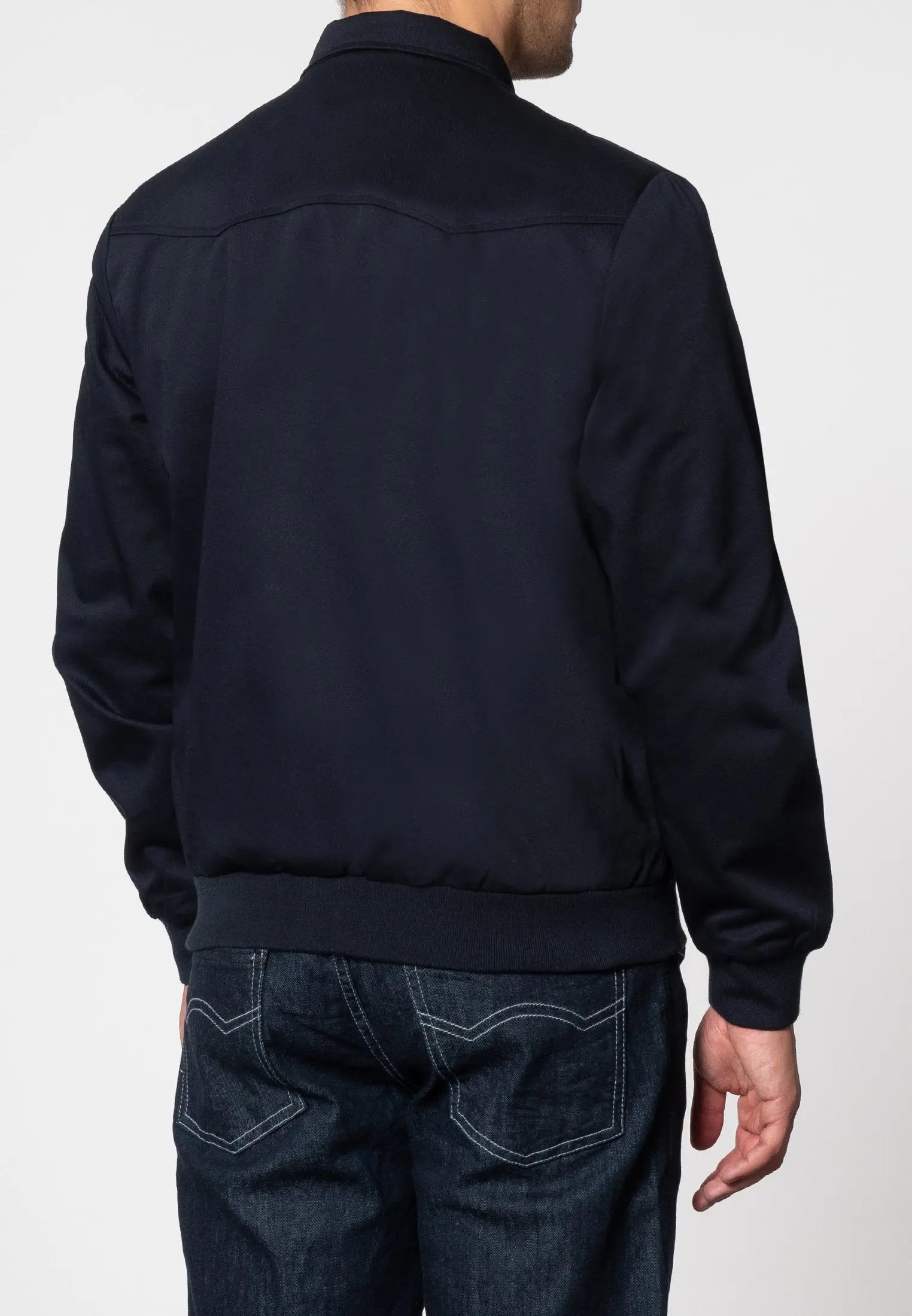 Merc London Harrington Cotton Jacket - Navy From Woven Durham