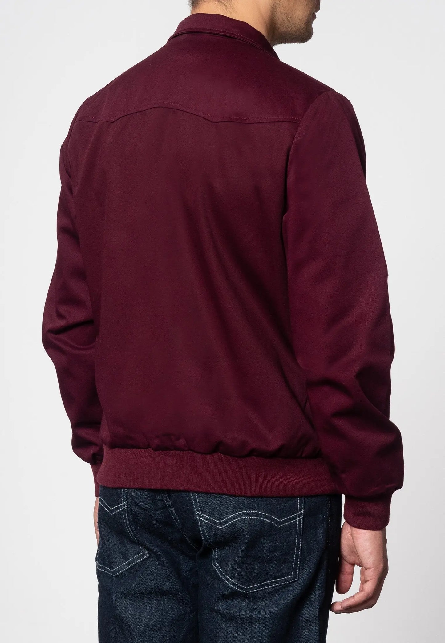 Merc London Harrington Cotton Jacket - Wine From Woven Durham