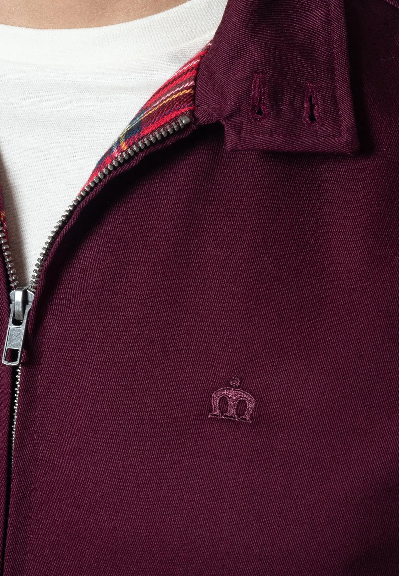 Merc London Harrington Cotton Jacket - Wine From Woven Durham