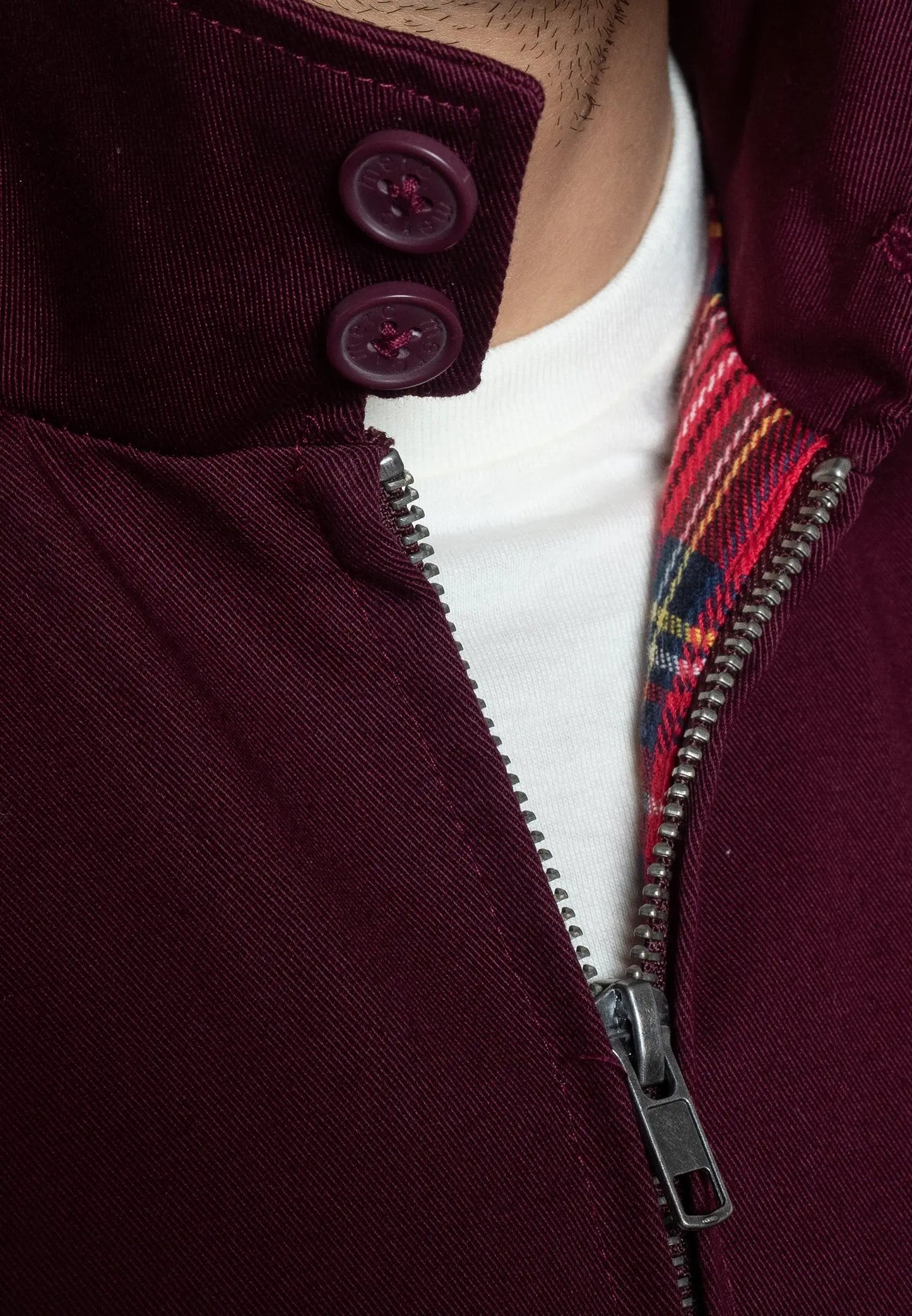 Merc London Harrington Cotton Jacket - Wine From Woven Durham