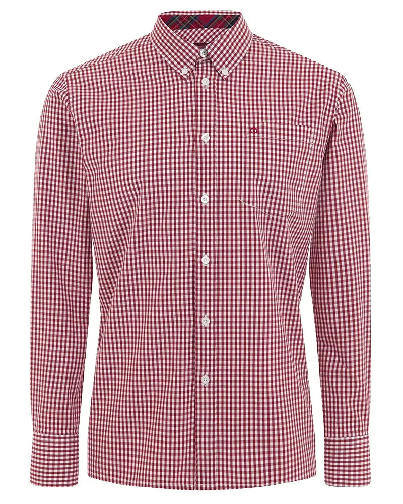 Buy Merc London Japster Gingham Shirt - Red / White | Long-Sleeved Shirtss at Woven Durham