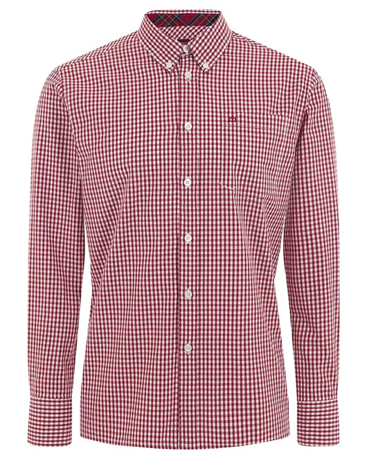 Buy Merc London Japster Gingham Shirt - Red / White | Long-Sleeved Shirtss at Woven Durham