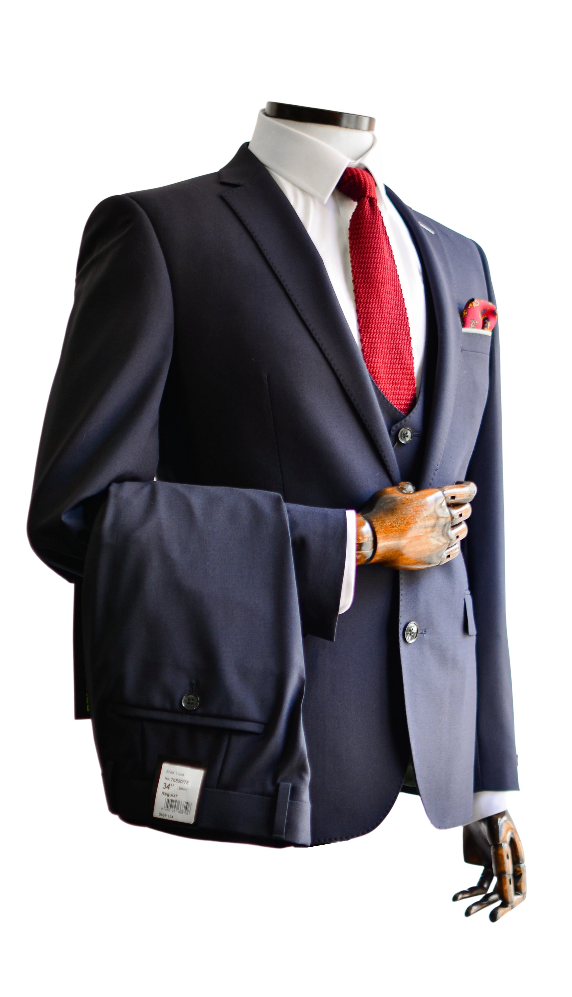 Remus Uomo Luca Suit Waistcoat - Navy From Woven Durham