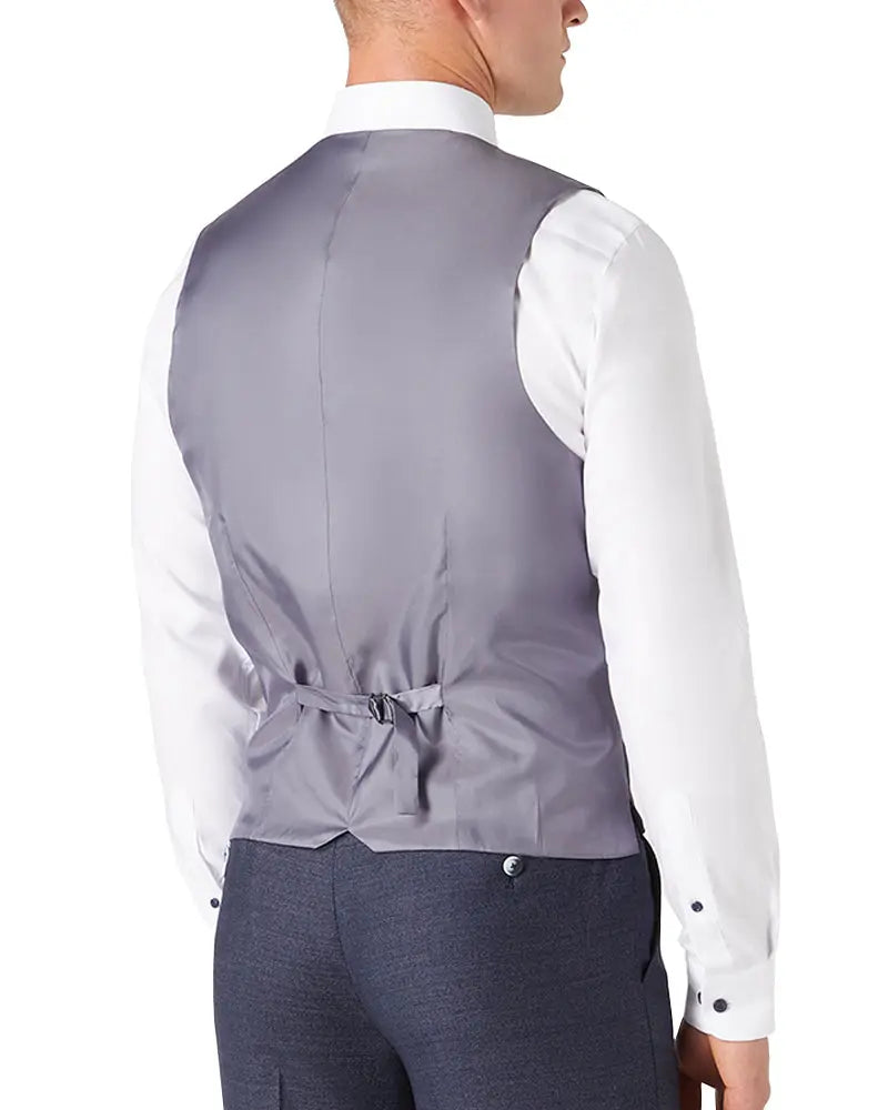 Mario Textured Suit Waistcoat - Navy Remus Uomo