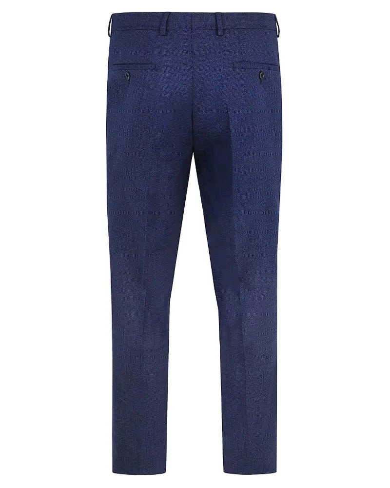 Torre Micro Houndstooth Suit Trousers - Blue / Black From Woven Durham