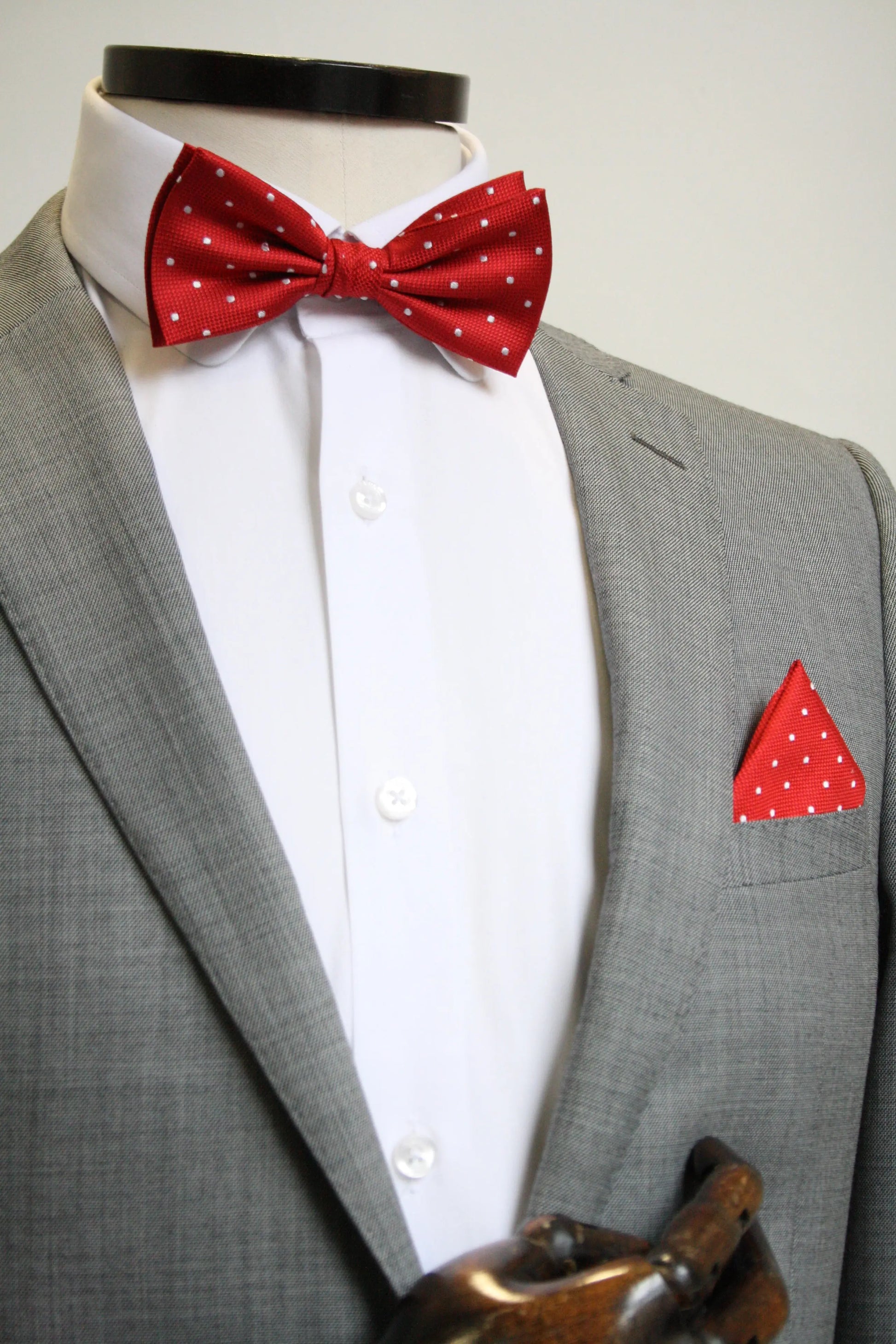 Knightsbridge Neckwear Micro Polka Dot Pre-Tied Silk Bow Tie - Red From Woven Durham