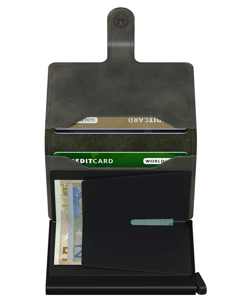 Mini Leather Wallet - Vintage Olive Green Secrid