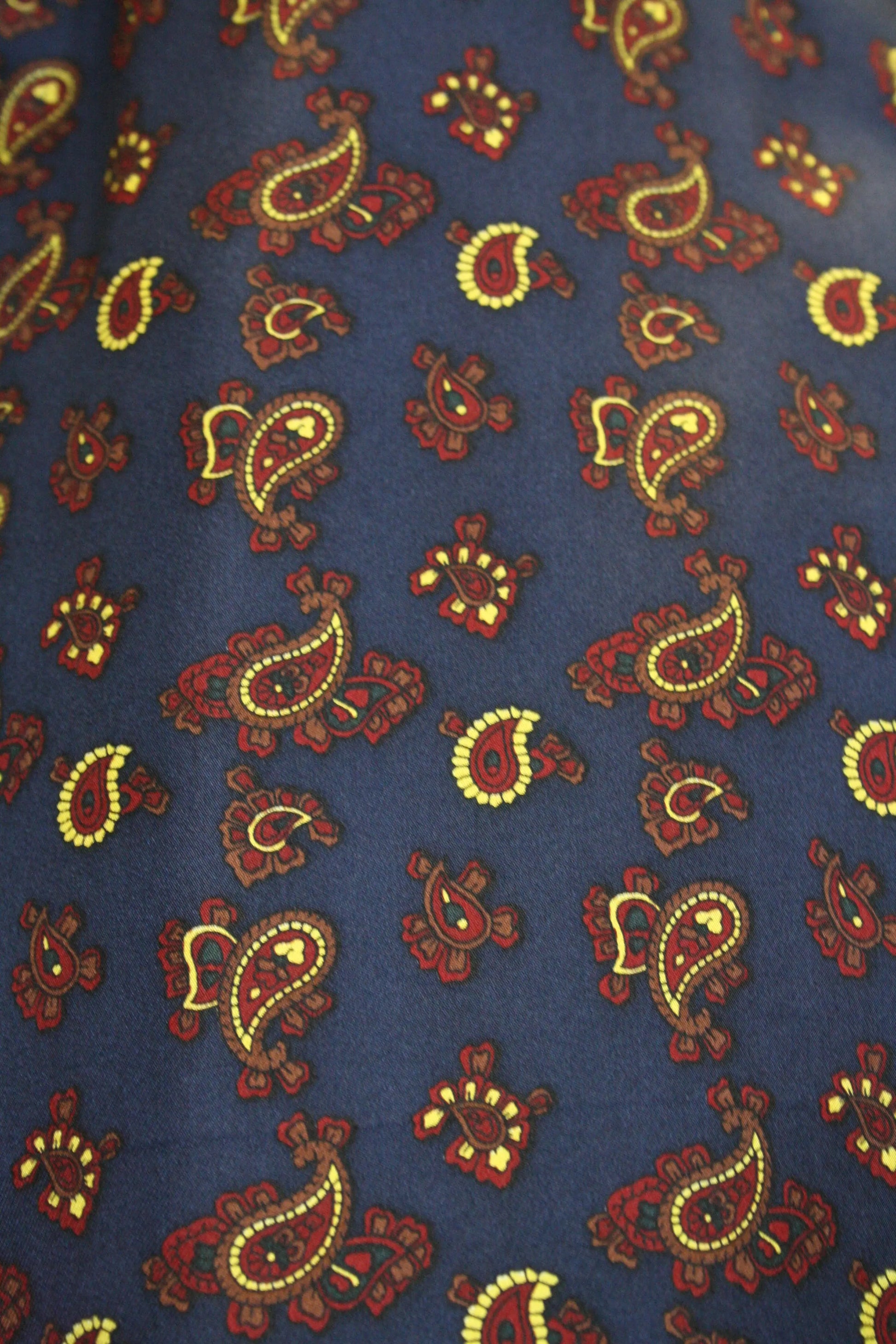 Navy With Gold & Burgundy Paisley Pattern Silk Pocket Square Knightsbridge Neckwear