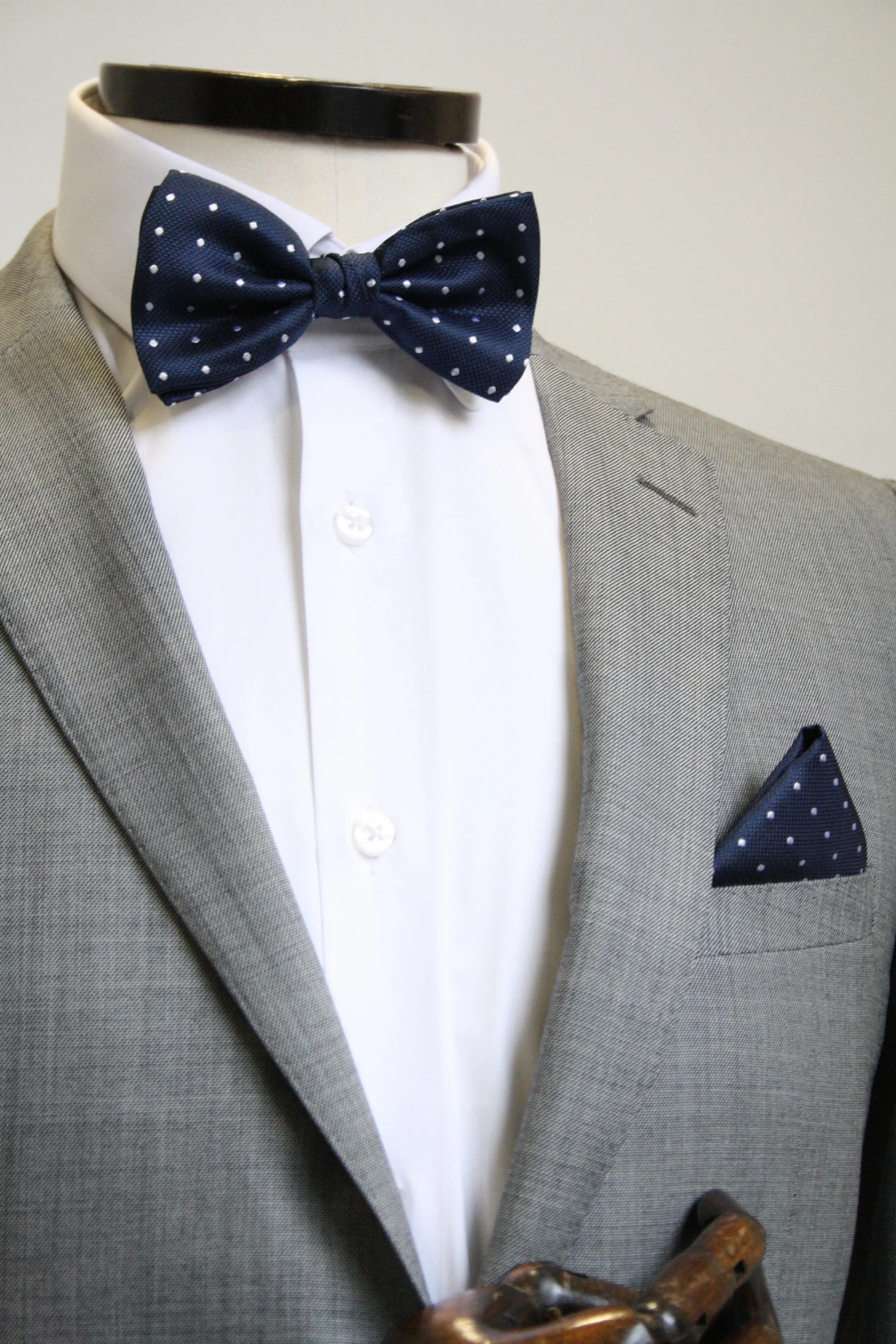 Navy With White Micro Polka Dot Silk Pocket Square Knightsbridge Neckwear