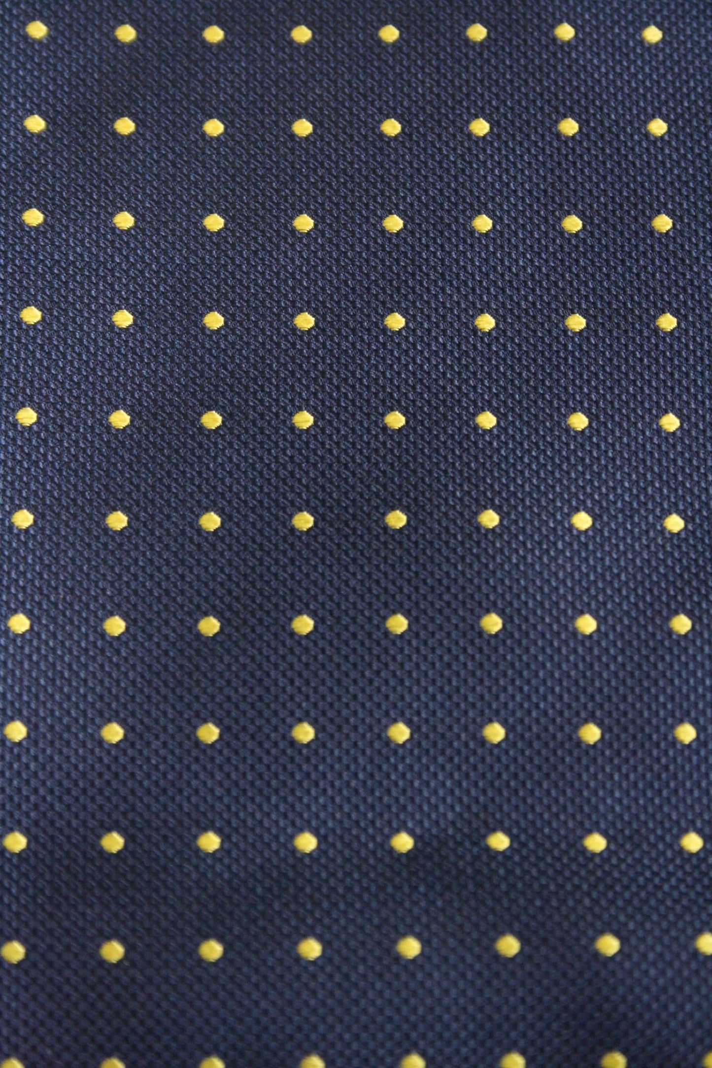 Navy With Yellow Micro Polka Dot Silk Pocket Square Knightsbridge Neckwear