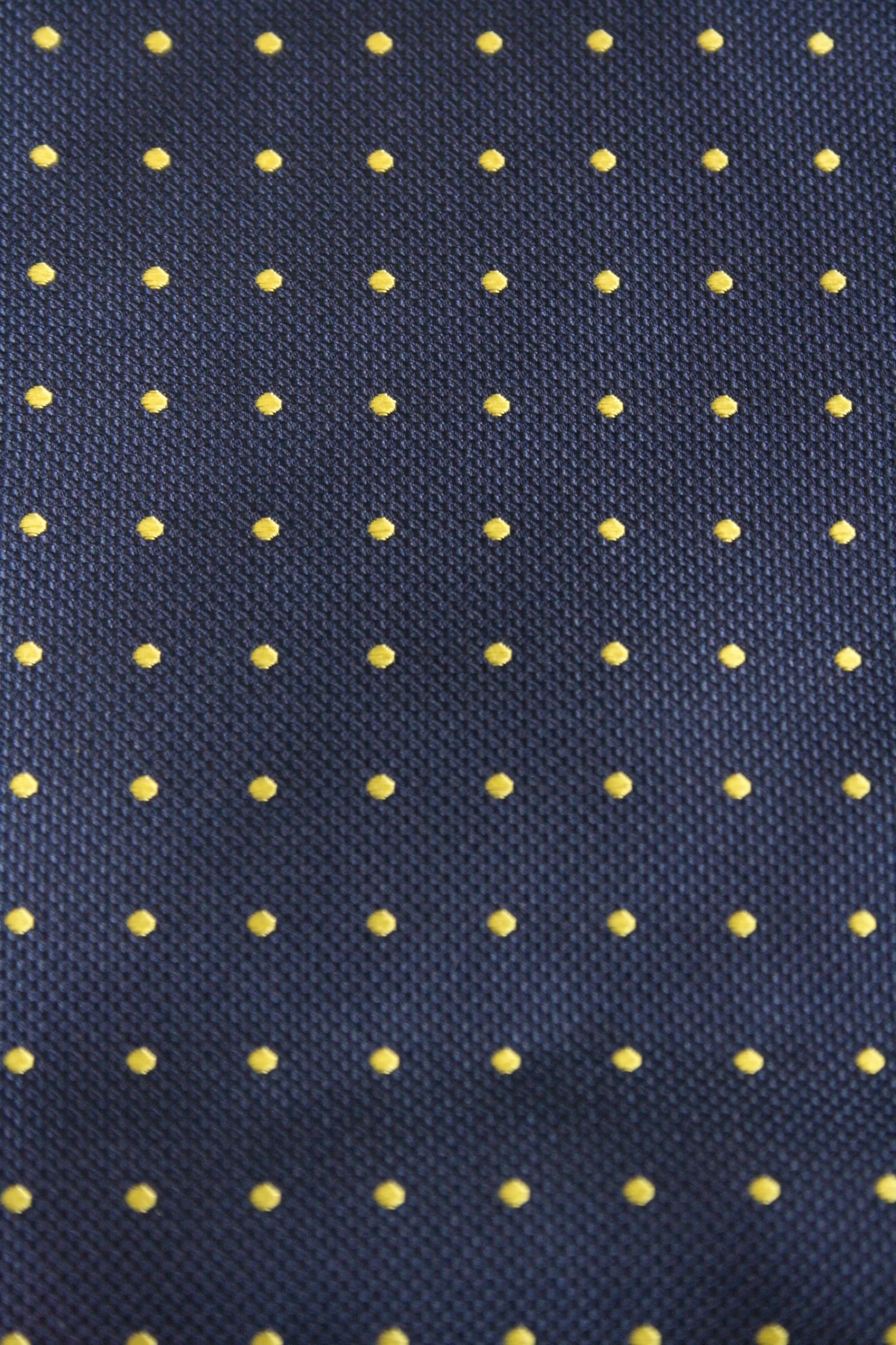 Navy With Yellow Micro Polka Dot Silk Pocket Square Knightsbridge Neckwear