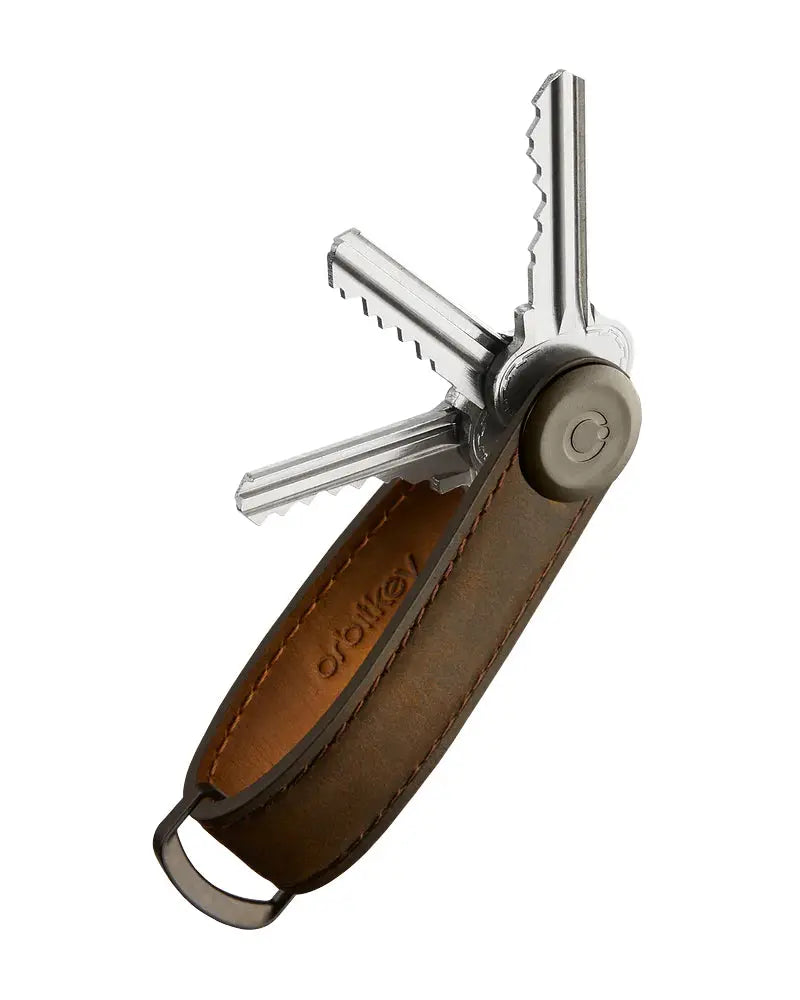 Buy Orbitkey Oak Brown Crazy Horse Leather With Brown Stitching Key Organiser | Keyringss at Woven Durham
