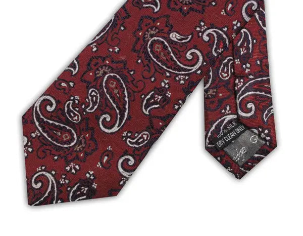 Knightsbridge Neckwear Paisey Silk Tie - Red / White / Navy From Woven Durham