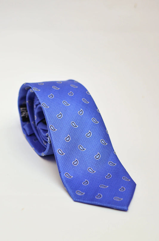 Knightsbridge Neckwear Paisley Silk Tie - Blue From Woven Durham