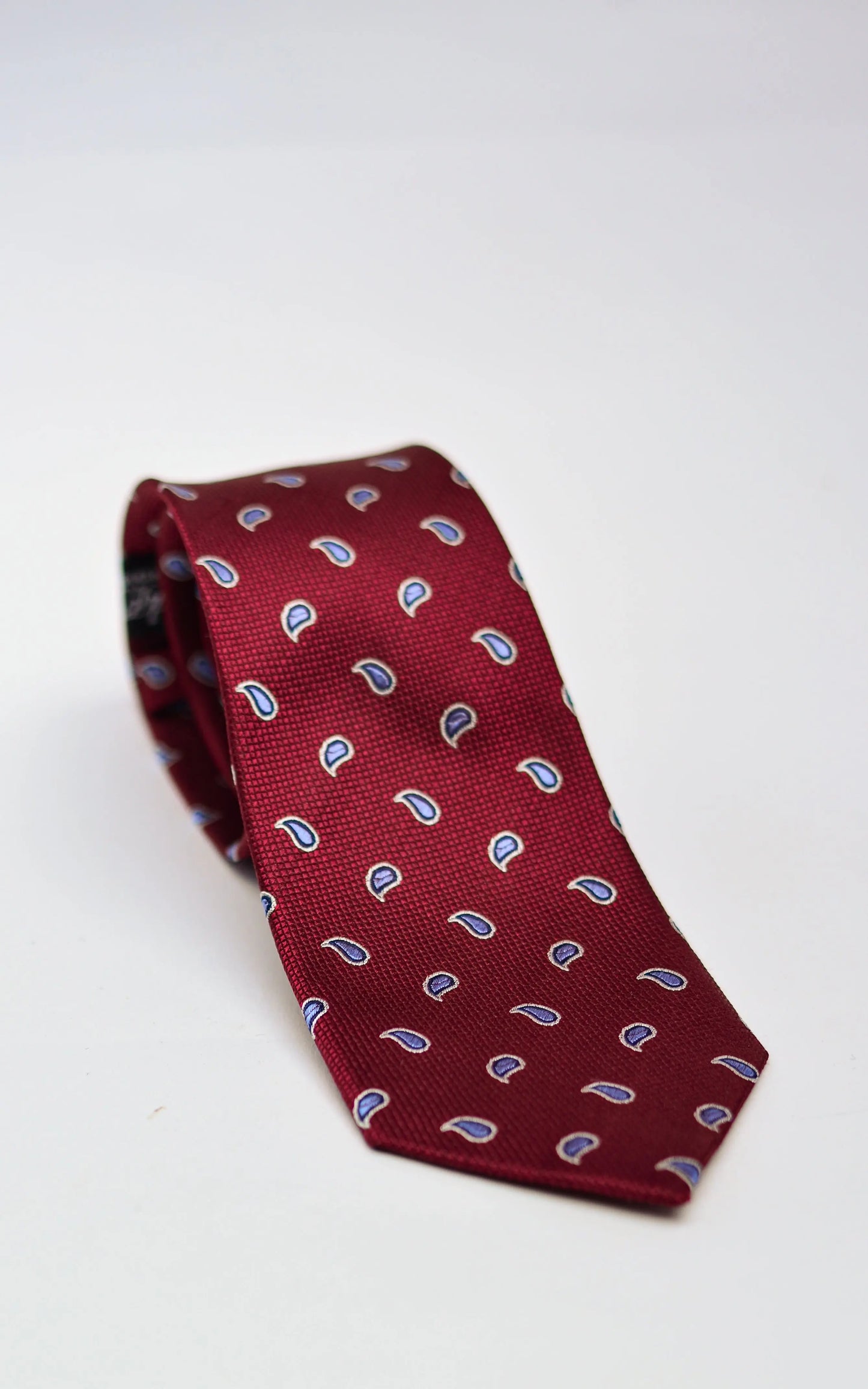 Knightsbridge Neckwear Paisley Silk Tie - Burgundy / Blue From Woven Durham
