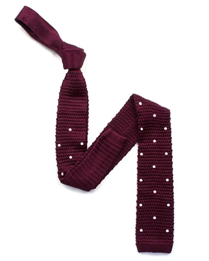 Polka Dot Knitted Silk Tie - Burgundy Knightsbridge Neckwear