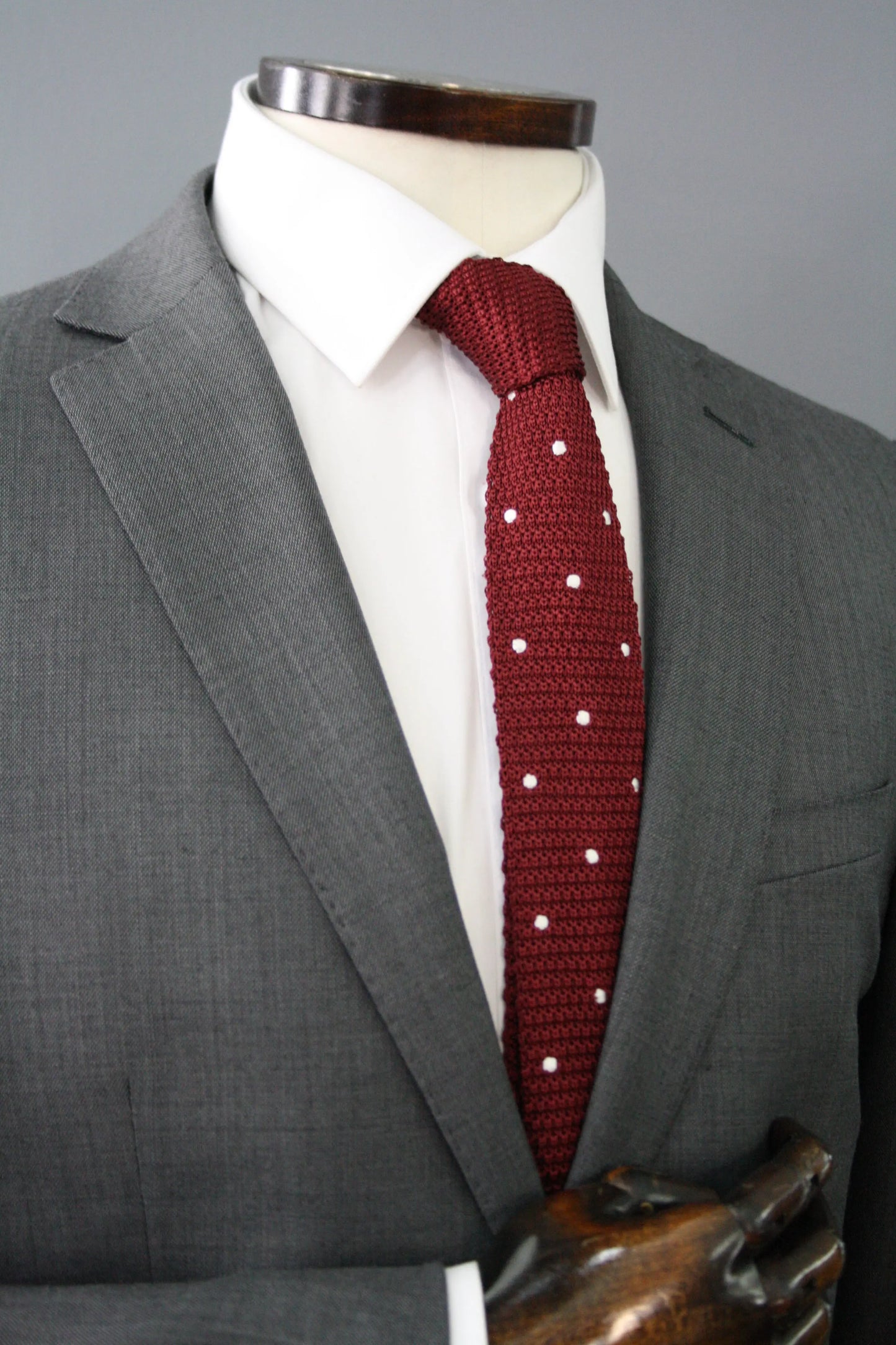 Polka Dot Knitted Silk Tie - Burgundy Knightsbridge Neckwear
