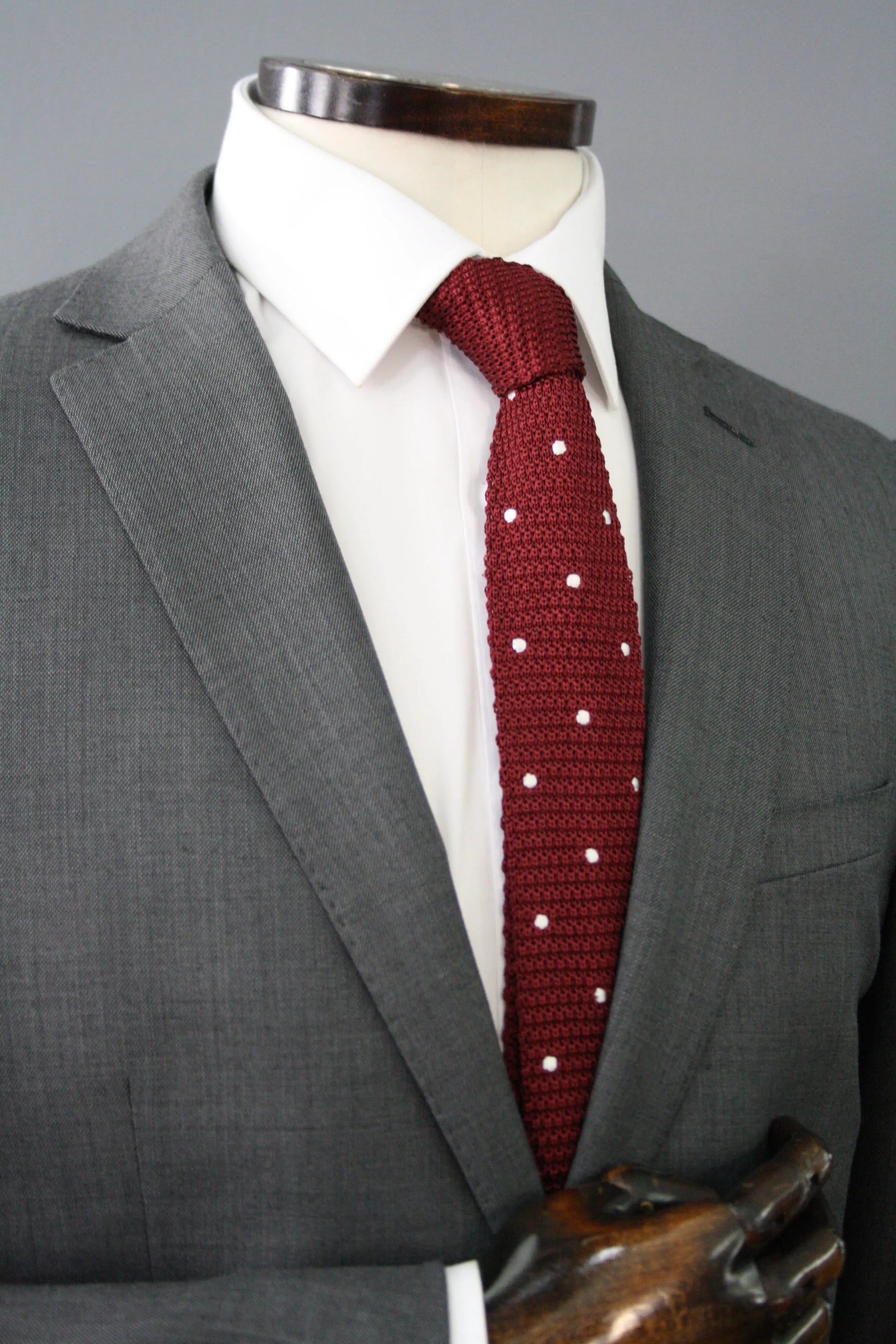 Polka Dot Knitted Silk Tie - Burgundy Knightsbridge Neckwear