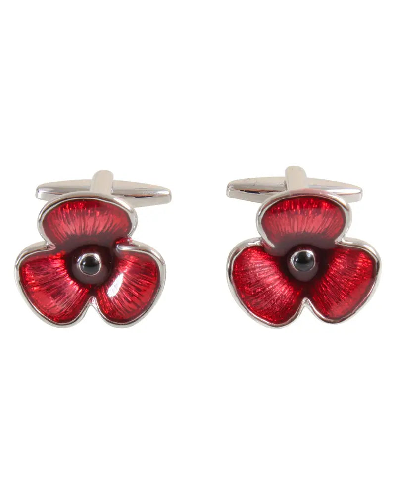 Poppy Cufflinks - Red / Silver Dalaco