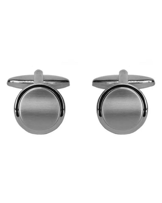 Round Cufflinks - Brushed Silver Dalaco