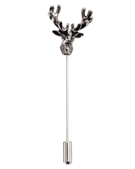 Stag Head Lapel Pin - Silver Dalaco