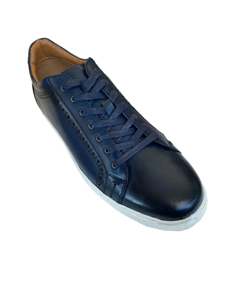 Buy Sergio Duletti Tyson Navy Leather Trainers | Trainerss at Woven Durham