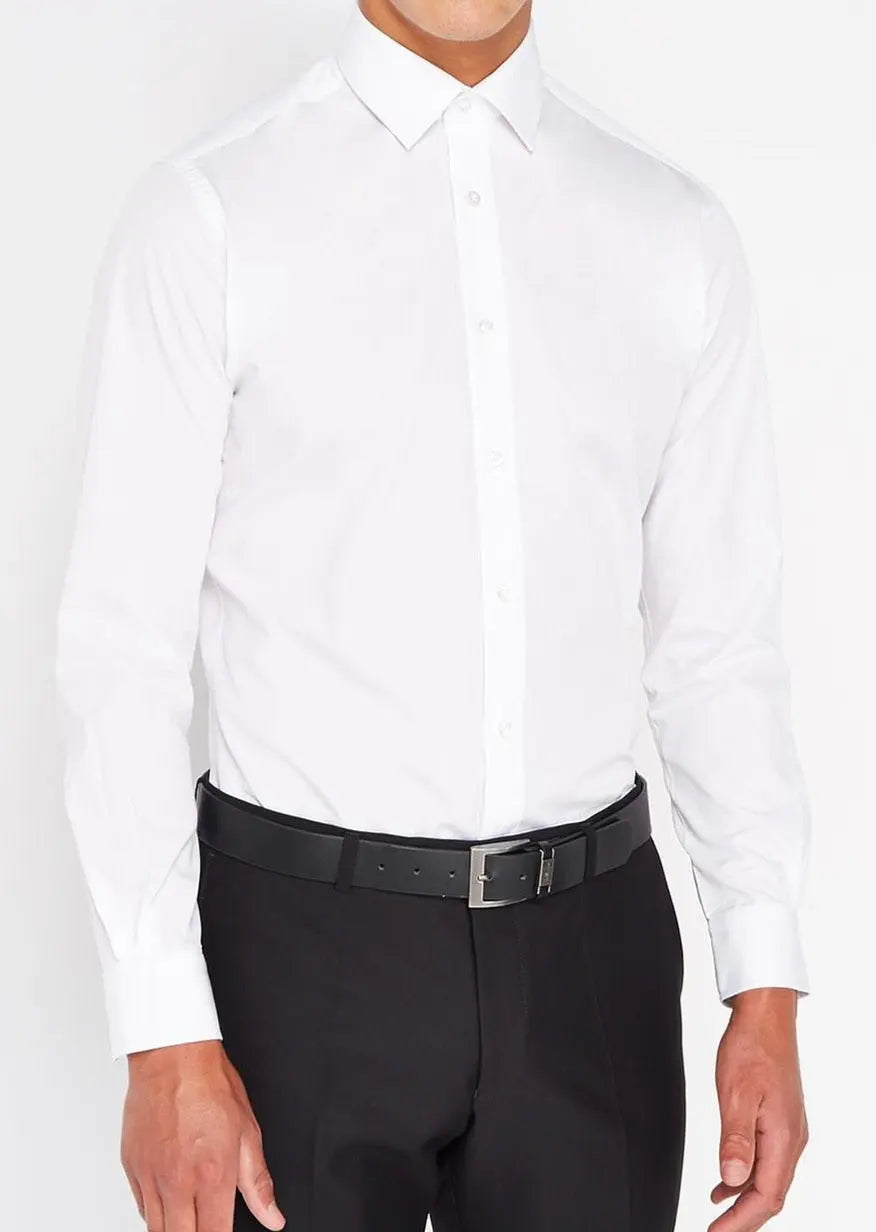 Remus Uomo White Tapered Fit Shirt From Woven Durham