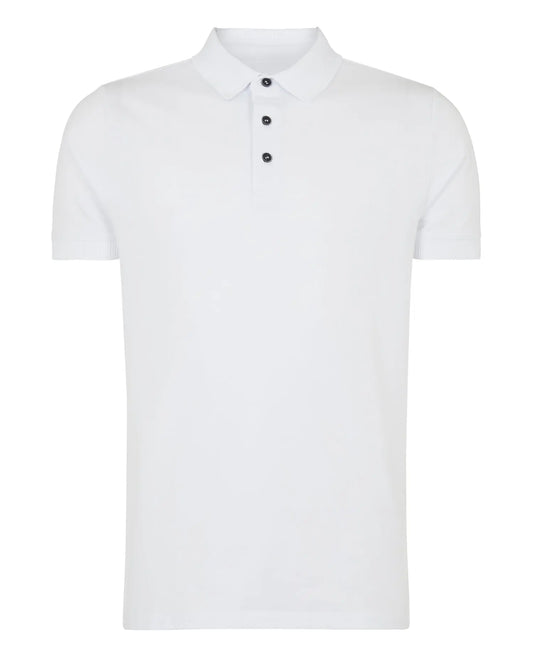 Remus Uomo White Textured Collar Polo Shirt From Woven Durham