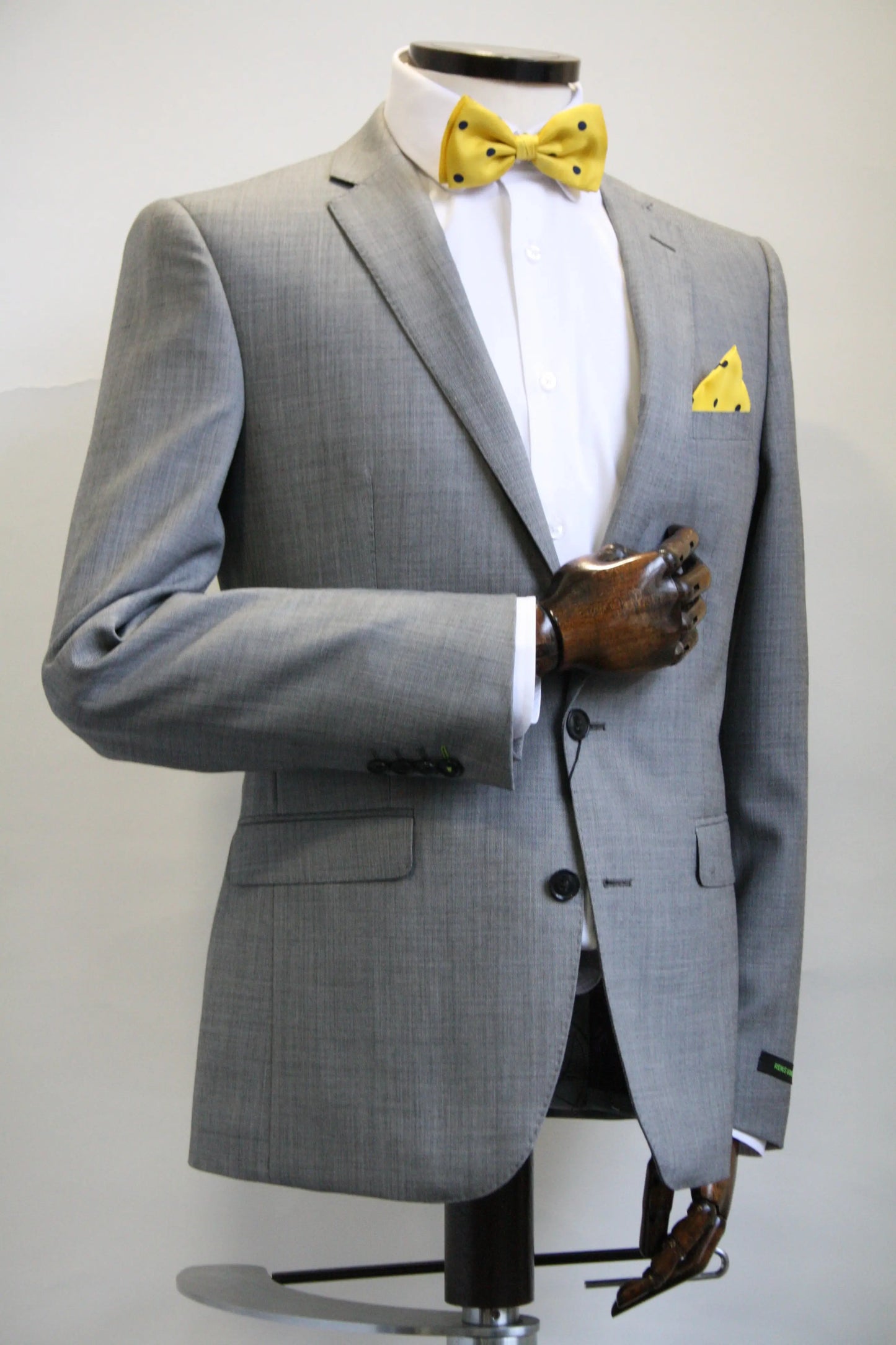 Yellow With Navy Polka Dot Silk Pre-Tied Silk Bow Tie Knightsbridge Neckwear