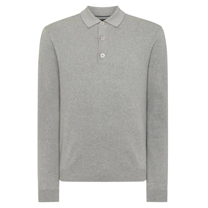 Buy Remus Uomo 3-Button Long-Sleeve Polo - Grey | Long-Sleeved Polo Shirtss at Woven Durham