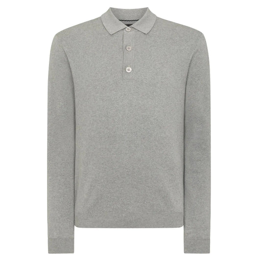 Buy Remus Uomo 3-Button Long-Sleeve Polo - Grey | Long-Sleeved Polo Shirtss at Woven Durham