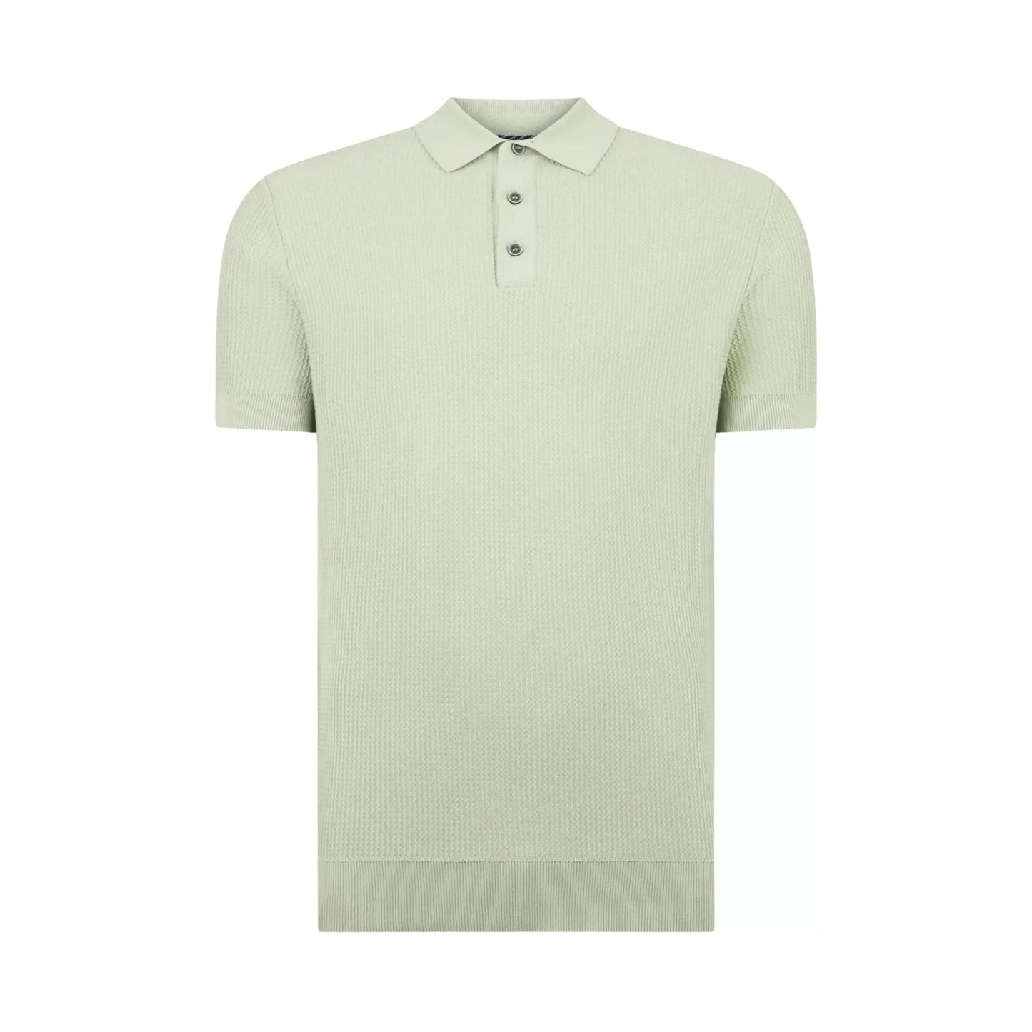 Buy Remus Uomo 3-Button Textured Polo - Green | Short-Sleeved Polo Shirtss at Woven Durham