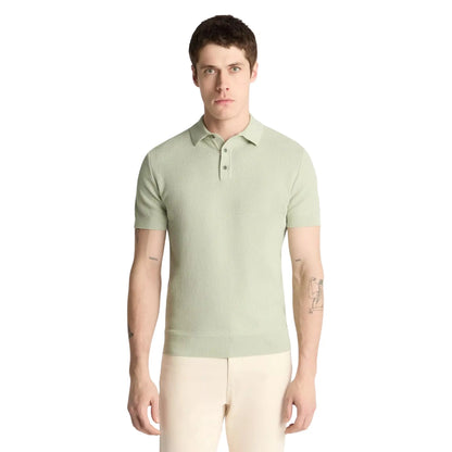 Buy Remus Uomo 3-Button Textured Polo - Green | Short-Sleeved Polo Shirtss at Woven Durham